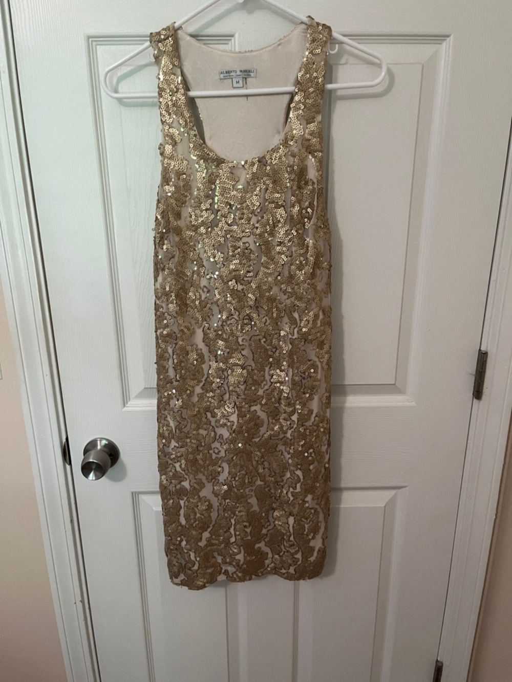 Alberto Makali Gold Sequin Sleeveless Sheath Dress